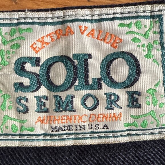 Vintage Solo Semore Jeans Mens 32W Black Baggy Wide Leg Freyed - Picture 11 of 11